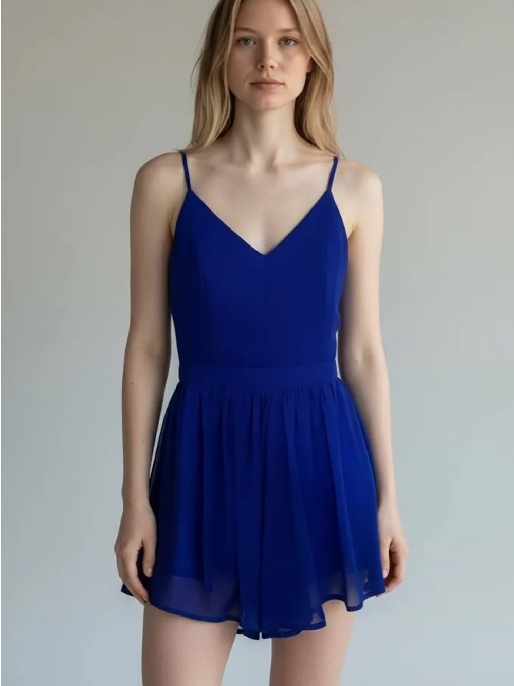 Poetry Royal Blue Spaghetti-Strap One-Piece Romper